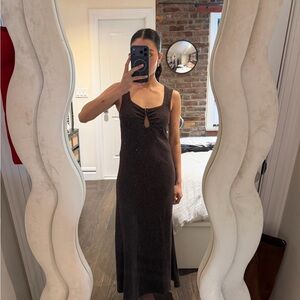 Brown Knit Midi with Keyhole Hardware